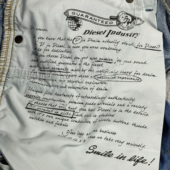 Diesel Jeans Mens 30x32 Blue Straight Larkee Button Fly (Hemmed Inseam‎ 26") - Picture 7 of 16